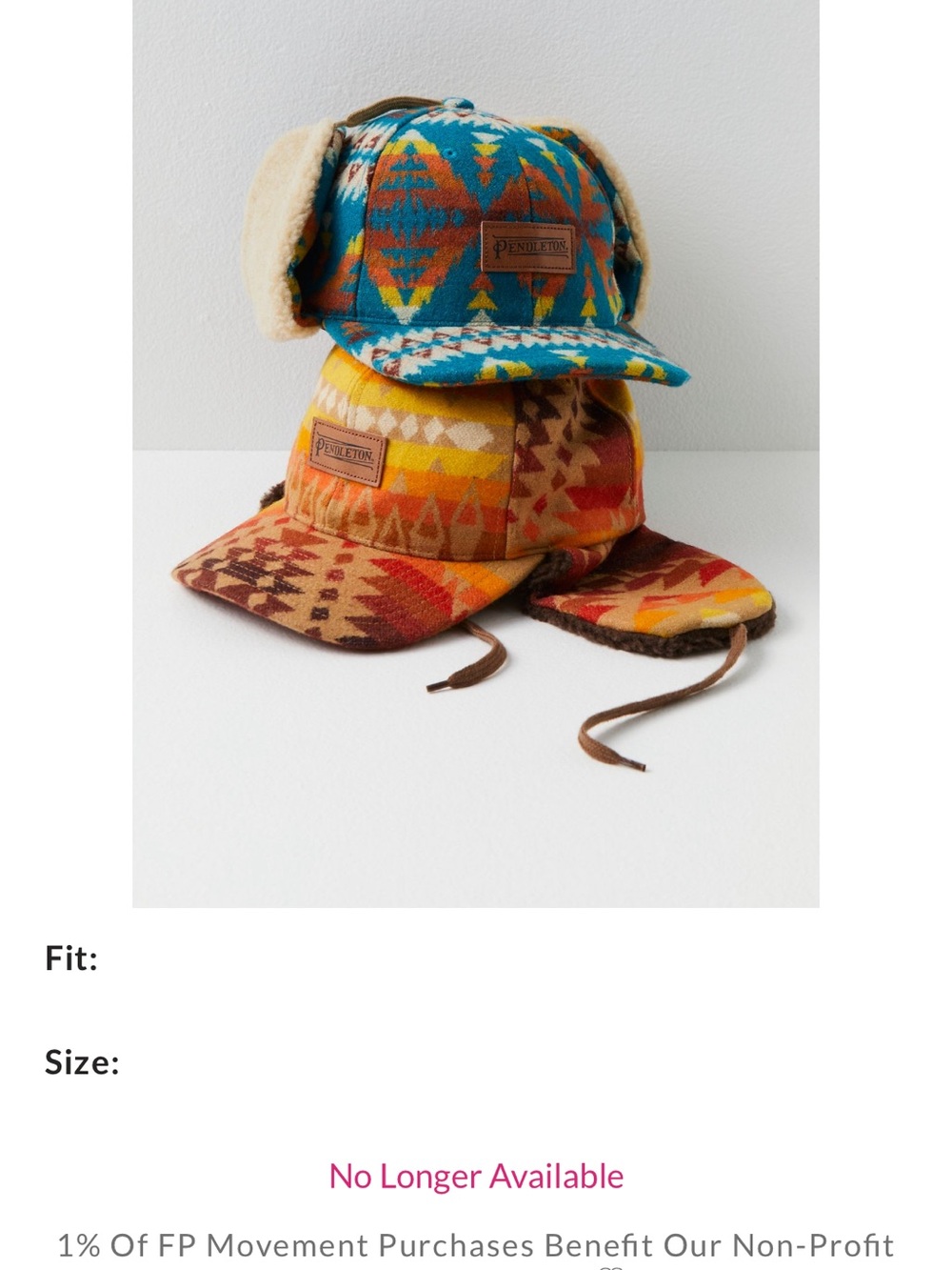 Pendleton Teal & Orange Patterned Aviator Cap